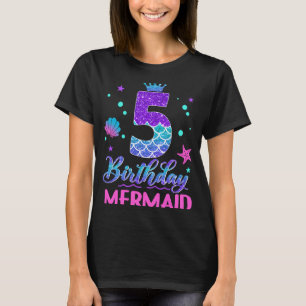 Camiseta 5.ª sirena de cumpleaños, sirvienta Chica de 5 año