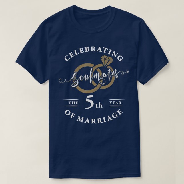 Camiseta 5.º aniversario Boda 5 años de matrimonio (Diseño del anverso)