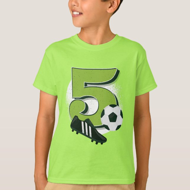 Camiseta 5.º Chica de cumpleaños ama el fútbol verde (Anverso)