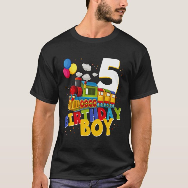 Camiseta 5.º Chica De Tren De Cumpleaños De Cinco Años (Anverso)