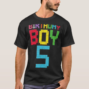 Camiseta 5.º cumpleaños Boy master builder bloque de 5 años