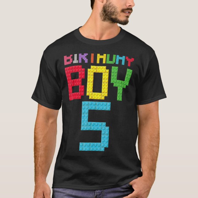 Camiseta 5.º cumpleaños Boy master builder bloque de 5 años (Anverso)