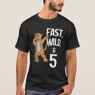 Camiseta 5.º cumpleaños Cheetah Fast Wild 5 Cita divertida 