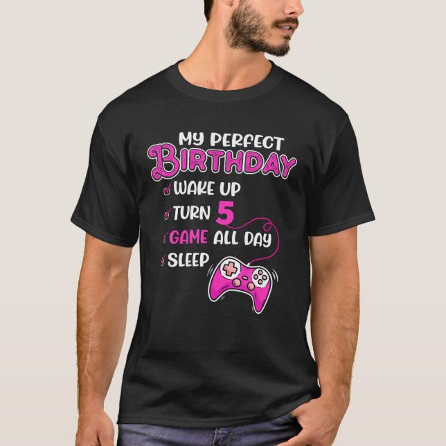 Camiseta 5.º Cumpleaños Chica Jugador De 5 Años Perfecto Bd (Anverso)