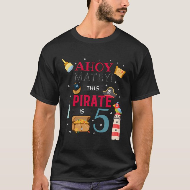 Camiseta 5.º Cumpleaños Familia Fiesta Matey Pirate (Anverso)