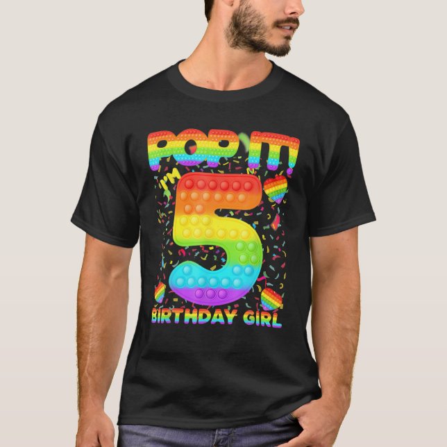 Camiseta 5.º Cumpleaños Fidget Toy Pop It Chica De Cumpleañ (Anverso)