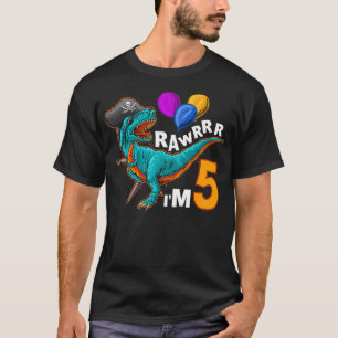 Camiseta 5.º cumpleaños Fiesta TRe de los Piratas Dinosauri