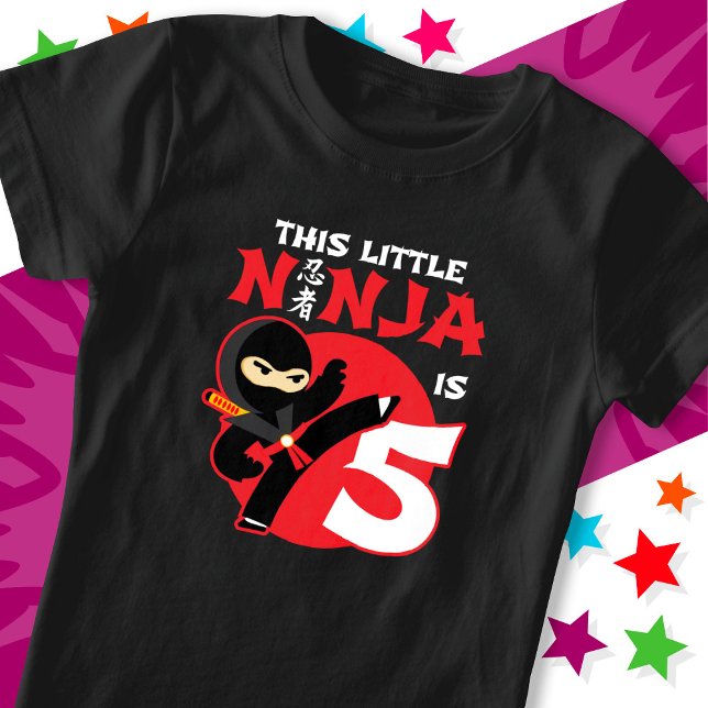 Camiseta 5.º cumpleaños Niñez de 5 años Fiesta Ninja 5 (Subido por el creador)