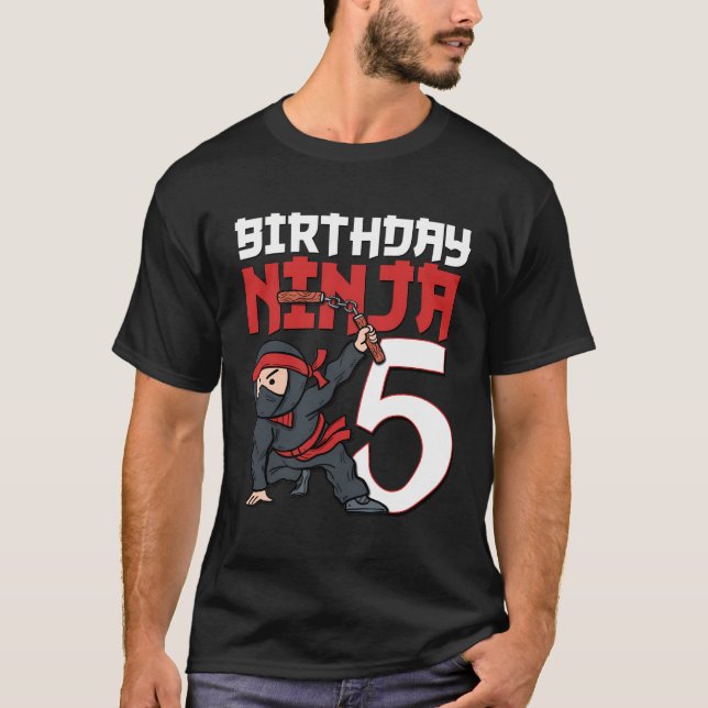 Camiseta 5.º Cumpleaños Ninja, Tengo 5 Años De Edad, Mejor  (Anverso)