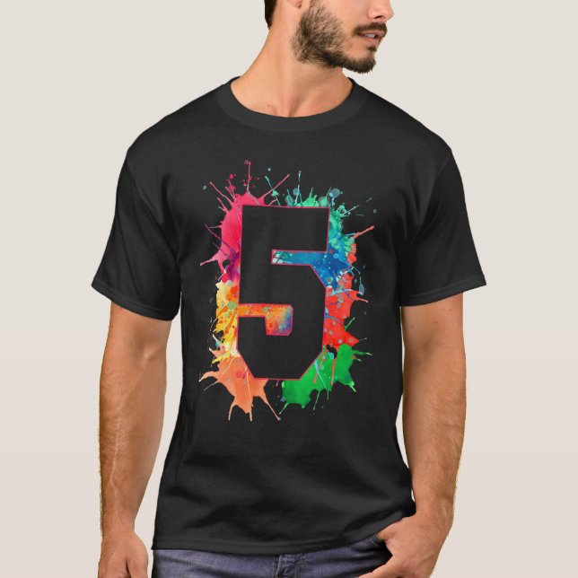 Camiseta 5.º Cumpleaños Para Los Niños Chicas 5 Pintar Spla (Anverso)