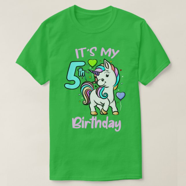 Camiseta 5.º Cumpleaños Regalos De Unicornio Para Chicas (Diseño del anverso)