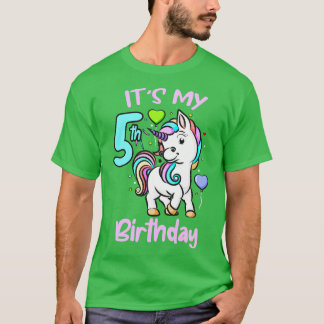 Camiseta 5.º Cumpleaños Regalos De Unicornio Para Chicas