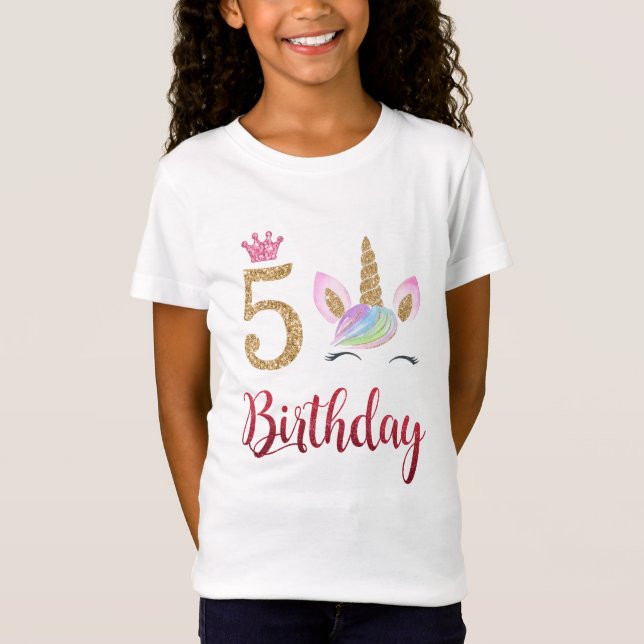 Camiseta 5.º cumpleaños Unicornio Dabbing, 5 años (Anverso)