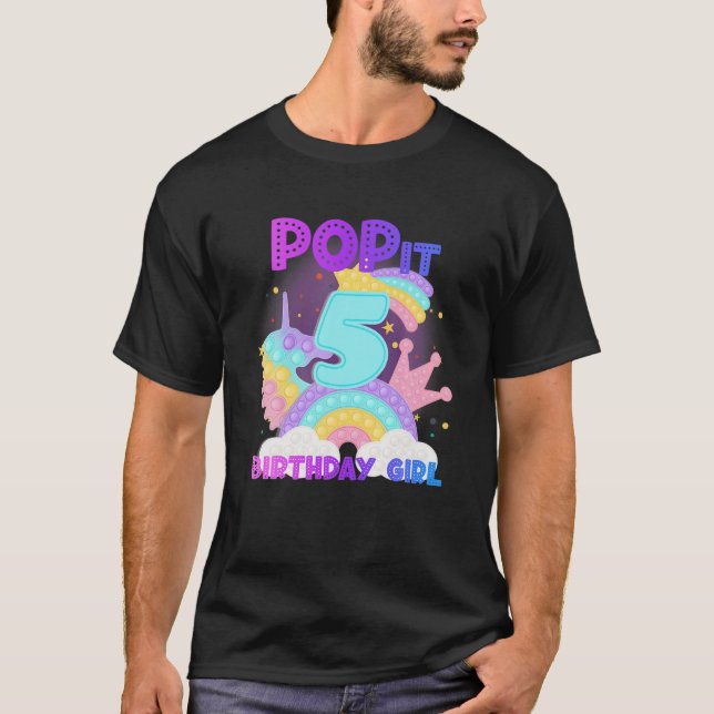 Camiseta 5.º Cumpleaños Unicornio Fidget Pop It Birthday Ch (Anverso)