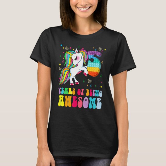 Camiseta 5.º cumpleaños Unicornio Fidget Pop It Chica de cu (Anverso)