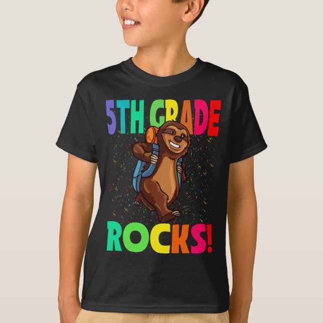 Camiseta 5.º Grado Rodea A Sloth De Vuelta A La Escuela (Anverso)