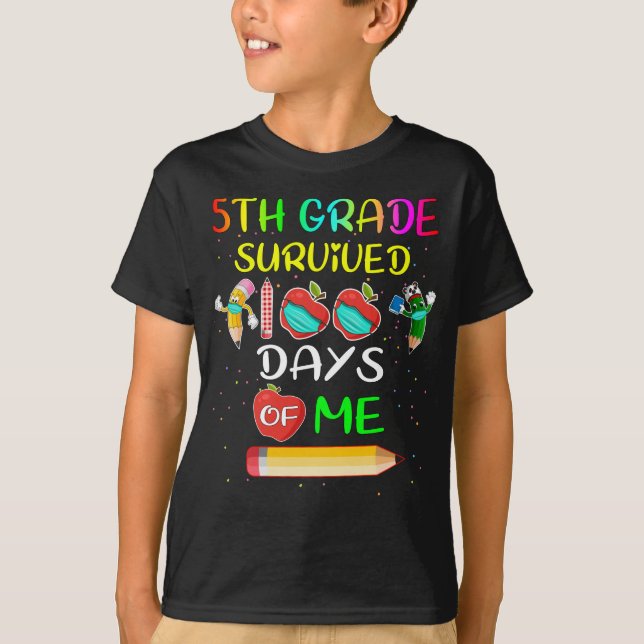 Camiseta 5.º Grado Sobrevivió 100 Días De Mí 100 Días Escol (Anverso)