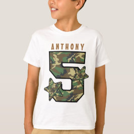Camiseta 5.º Nacimiento Camo y Nombre Personalizado de Estr