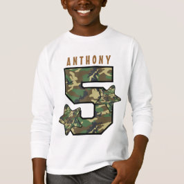 Camiseta 5.º Nacimiento Camo y Nombre Personalizado de Estr