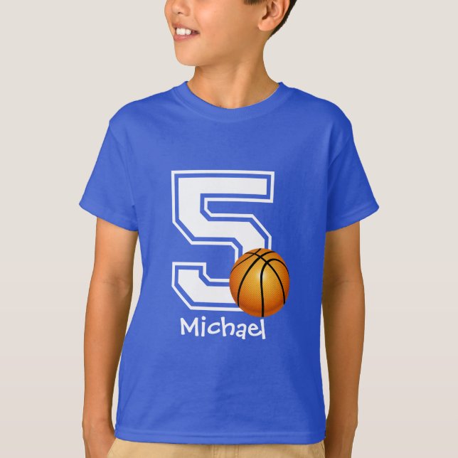 Camiseta 5.º Nacimiento niño baloncesto personalizado-2 (Anverso)