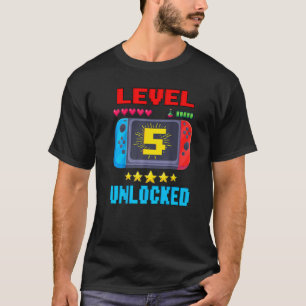 Camiseta 5.º Nacimiento Niño Nivel 5 Desbloqueado Video Gam