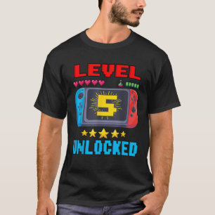 Camiseta 5.º Nacimiento Niño Nivel 5 Desbloqueado Video Gam