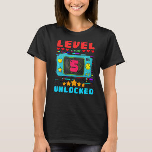 Camiseta 5.º Nacimiento Niño Nivel 5 Desbloqueado Video Gam