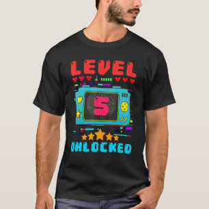 Camiseta 5.º Nacimiento Niño Nivel 5 Desbloqueado Video Gam