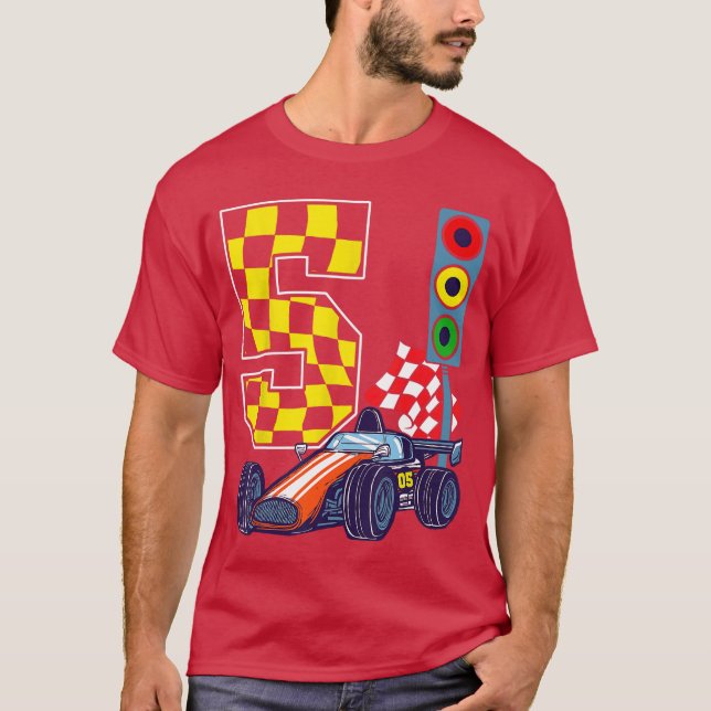 Camiseta 5.º Nacimiento Niño Raza Luces de Tráfico 5 Años (Anverso)