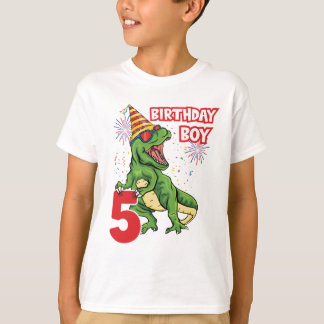 Camiseta 5.º Nacimiento Niño T-Rex Dinosaurios