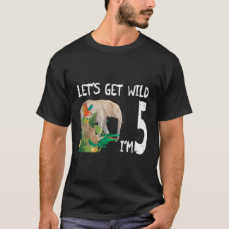 Camiseta 5.º Nacimiento Safari Jungle Animales de 5 Años Fu