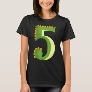 Camiseta 5.º niño o Chica de cumpleaños con dinosaurio de 5
