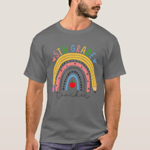 Camiseta 5.º Profesor Grado Gracioso Boho Arcoiris De Vuelt