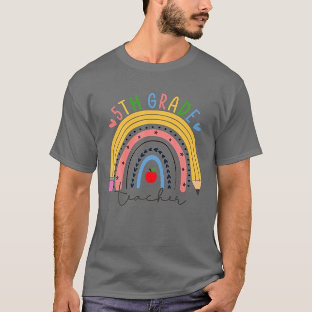 Camiseta 5.º Profesor Grado Gracioso Boho Arcoiris De Vuelt (Anverso)