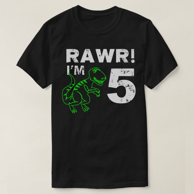 Camiseta 5.º Rawr De Cumpleaños De Dinosaurio De 5 Años (Diseño del anverso)