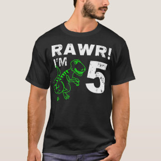 Camiseta 5.º Rawr De Cumpleaños De Dinosaurio De 5 Años
