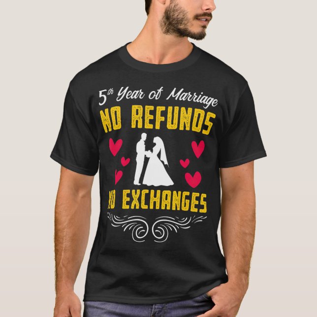 Camiseta 5.º regalo de aniversario de Boda de 5 años reembo (Anverso)