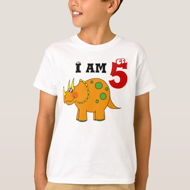Camiseta 5.º regalo de cumpleaños, dinosaur triceratops (Anverso)