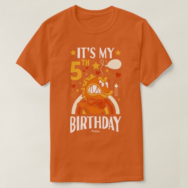 Camiseta 5.º Regalo de pescado de cumpleaños (Diseño del anverso)