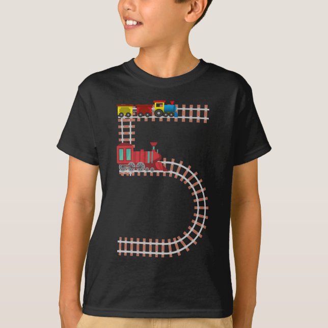 Camiseta 5.º tema del tren de cumpleaños regalo para niños  (Anverso)