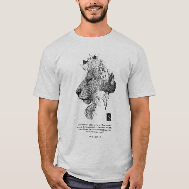 Camiseta 5:5 de la revelación - Jesús, león, la tribu de (Anverso)