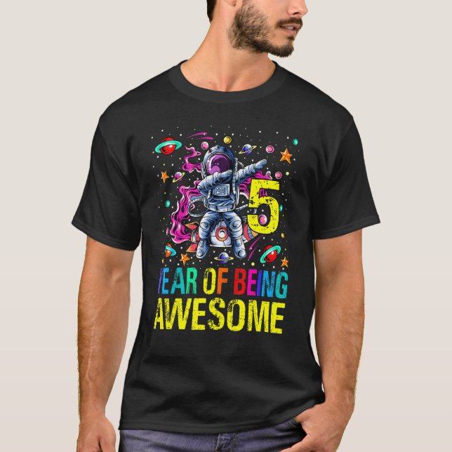Camiseta 5 Aniversario De Ser Astronauta Increíble 1 (Anverso)
