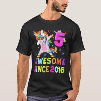 Camiseta 5 Años, 5 Años, Unicornio Dabbing Fabuloso