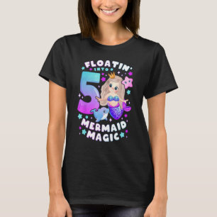 Camiseta 5 años, Chica de cumpleaños 5, sirena, número 5