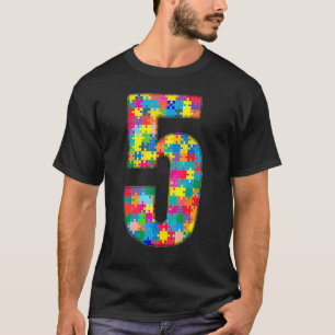 Camiseta 5 Años Cumpleaños 6º Autismo Para Niño Niña 