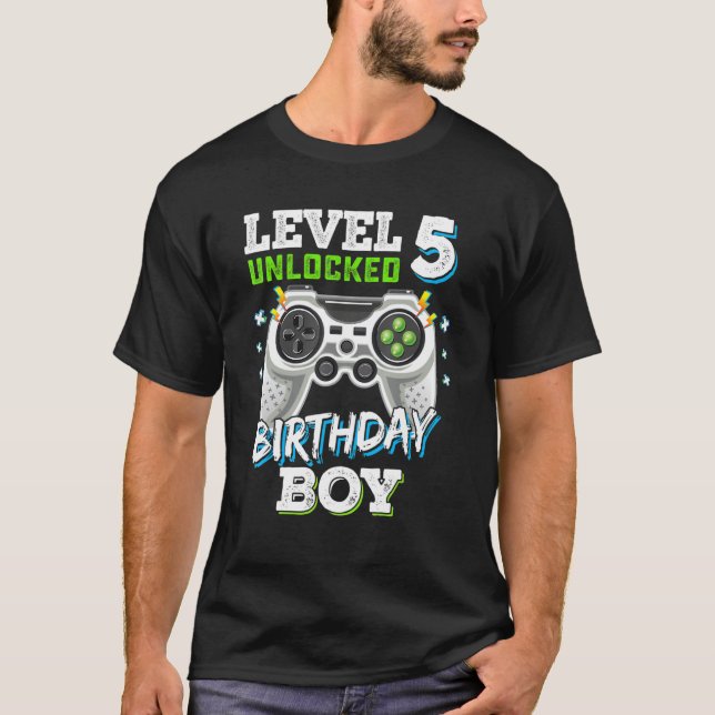 Camiseta 5 años de edad 5 Desbloqueados 5º cumpleaños Video (Anverso)