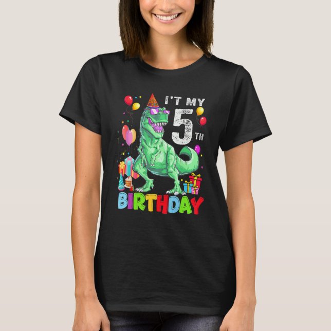 Camiseta 5 años es mi quinto cumpleaños Rex Dinosaur B (Anverso)