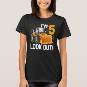 Camiseta 5 Años Mirar a los niños Bulldozer Truck Cumpleaño