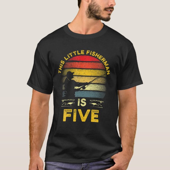 Camiseta 5 Años Pescador Del Partido De Cumpleaños De La Pe (Anverso)