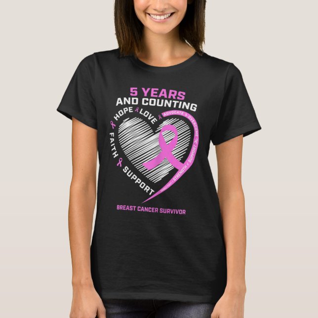 Camiseta 5 años Sobreviviente de cáncer de mama 5 años grat (Anverso)
